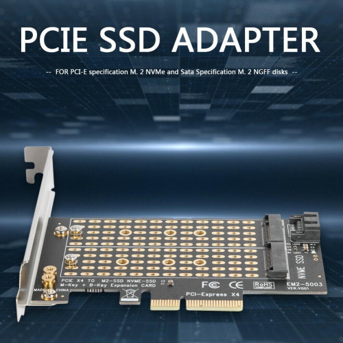 M.2 NVME to PCIE Adapter M+B Key SSD to PCI-E 3.0 X4 SATA Expansion Card