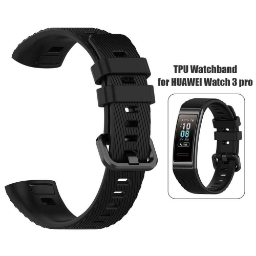 Soft TPU Watch Band Bracelet Wrist Strap for Huawei Band 3 Pro (Black)