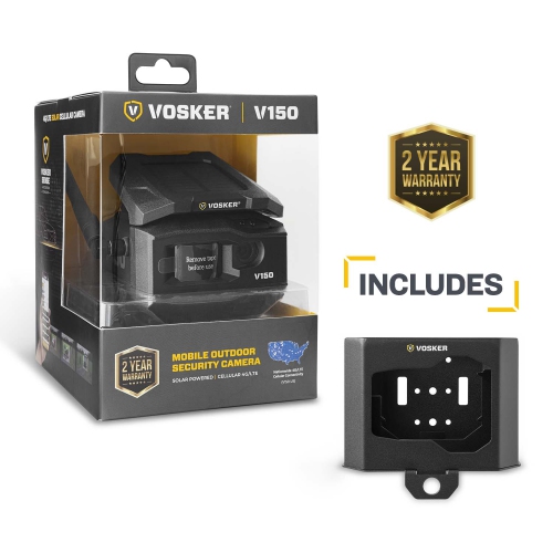 VOSKER V150 - Solar Powered 4G/LTE Cellular Outdoor Security Camera with Security Box