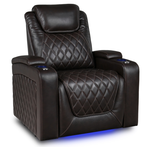 Valencia Oslo Home Theater Seating | Premium Top Grain Italian Nappa 11000 Leather, Power Recliner, Power Headrest, LED Lighting