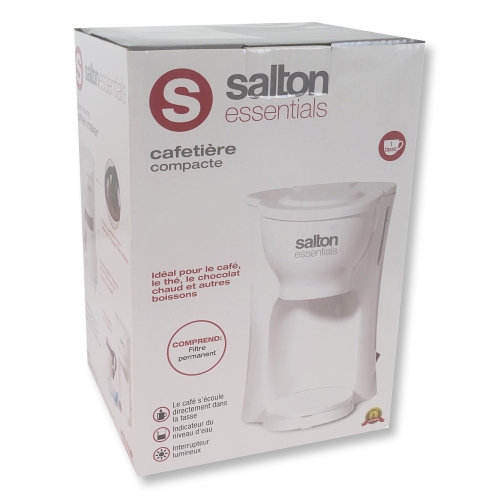 Salton Essentials - Cafetière 1 Tasse Compact avec Filtre Permanent, Blanc