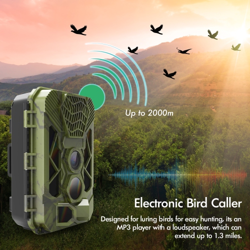 Rexing Woodlens H3 Trail Camera with Electronic Animal Caller and Night Vision Recording - Green