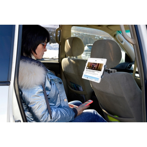 CTA Digital Universal Tablet Headrest Mount with 360-degree Rotation for 17.8-cm to 35.6-cm (14-in) Tablets - Black