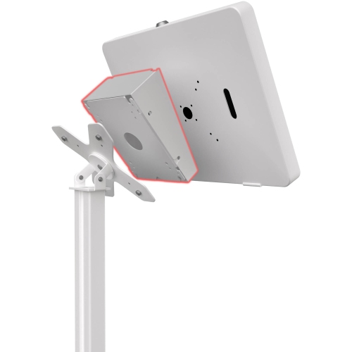 CTA Digital Premium Double VESA Wedge and Outlet/PoE Cover for Tablets with 75 x 75 and 100 x 100 VESA Standards - White