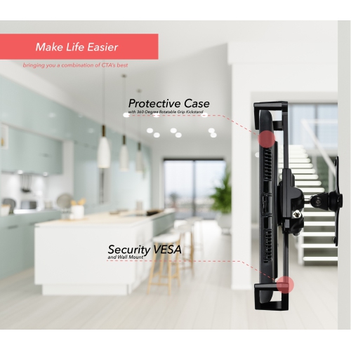 CTA Digital Protective Case with Built-in 360-degree Rotatable Wall Mount Solution for iPad 7th Gen 10.2-in