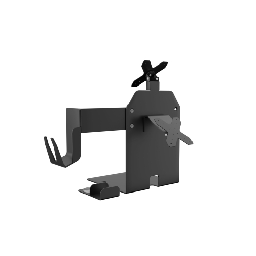 CTA Digital Dual VESA Compatible Plate POS Station with Printer Stand, Magnetic Scanner Holder, and Card Reader Holder - Black