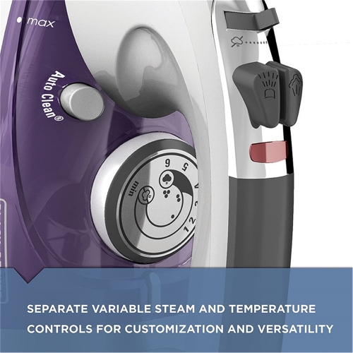 Black and Decker – Fer à vapeur professionnel avec semelle en acier inoxydable, violet
