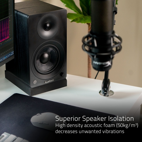 Fluance High Density Acoustic Foam Isolation Pads for Bookshelf Speakers and Studio Monitors, 8.5" x 6.35" - Pair