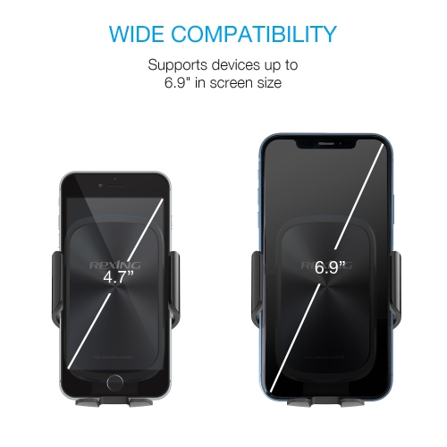Rexing X5 Motorized Wireless Qi Charging Car Mount for iPhone, Android, Galaxy Smartphones - Black
