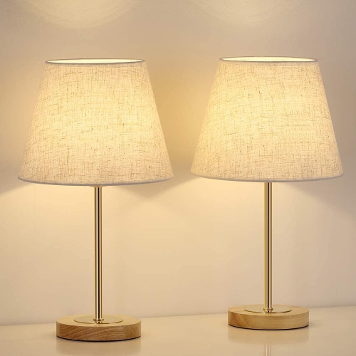 Linen Shade Modern Wood Bedside Lamp, Designer Table Lamps Canada