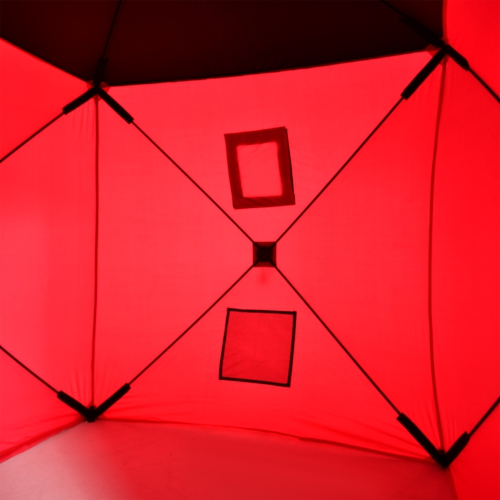 Outsunny 2 Person Ice Fishing Shelter, Pop-Up Portable Ice Fishing Tent with Windows, Carry Bag and Anchors, Red