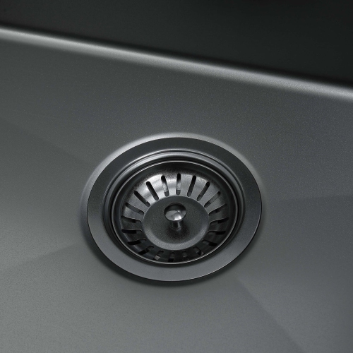 Ancona 32" 60/40 Double Bowl Undermount Kitchen Sink with Grid and Roll-Up Mat in Black PVD Nano