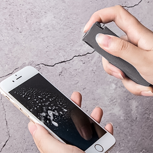 Screen Cleaner - Spray + Microfiber Body + 2X Refills - Innovative Cleaning Solution - On The Go Screen Cleaner - Gray - TRX-SCB-02