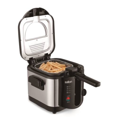 Salton DF2064 - Friteuse de 2L de Capacité avec Température Ajustable et Couvercle Amovible, Acier Inoxydable