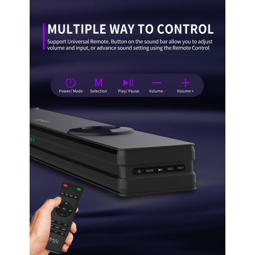 Vmai 38 Inch 2.1 Sound Bar with Dual Built-in Subwoofer for Immersive Home Theater Experience