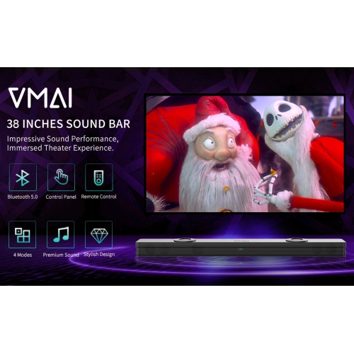 Vmai 38 Inch 2.1 Sound Bar with Dual Built-in Subwoofer for Immersive Home Theater Experience