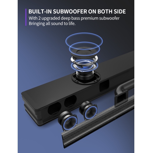 Vmai 38 Inch 2.1 Sound Bar with Dual Built-in Subwoofer for Immersive Home Theater Experience