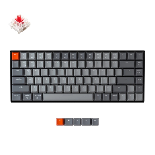 Keychron K2 V2 Wireless Mechanical Keyboard - Black - RGB - Gateron Red - TKL Layout - Windows Mac OS Linux Android