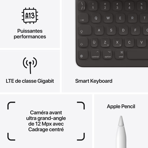 iPad 10,2 po 256 Go avec Wi-Fi et 4G LTE d'Apple (9e génération) offert par Fido - Argenté