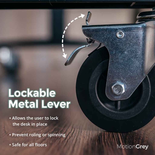 MotionGrey Heavy Duty Caster Wheels 3 inch for All Floors, M10 Threaded Locking Casters Set of 4, Universal Industrial Metal Swivel Wheel Desk Castor