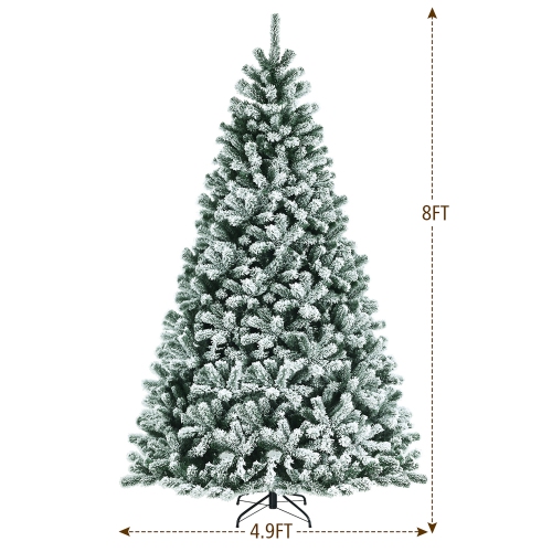 Arbre de Noël illuminé floqué avec 1502 pointes et support en métal 8&nbsp;pi de Costway