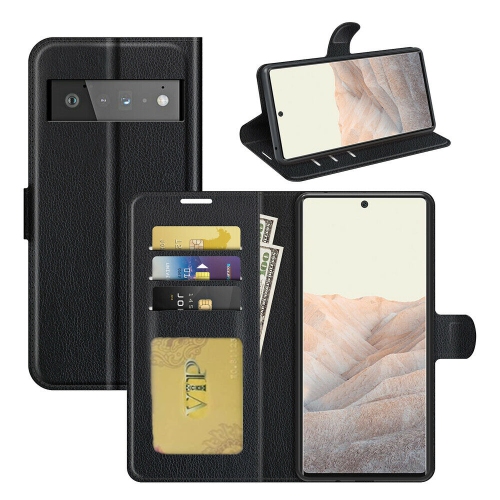 [CS] Google Pixel 6 Pro Case, Magnetic Leather Folio Wallet Flip Case Cover with Card Slot, Black