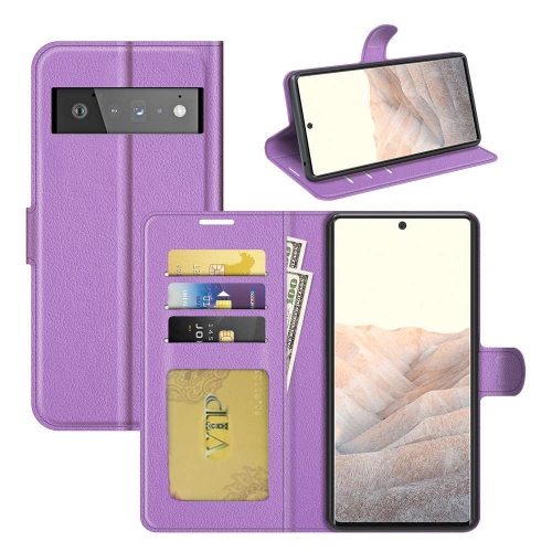 [CS] Google Pixel 6 Case, Magnetic Leather Folio Wallet Flip Case Cover with Card Slot, Purple