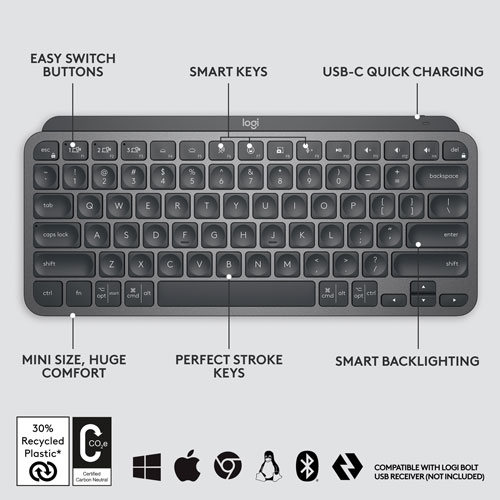 Logitech MX Keys Mini Bluetooth Backlit Ergonomic Keyboard