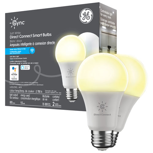 GE Cync A19 Smart LED Light Bulb - Soft White - 2 Pack
