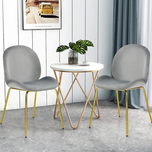 Costway Set of 2 Velvet Dining Chair Accent Chair Side Chair w/Gold Metal Legs