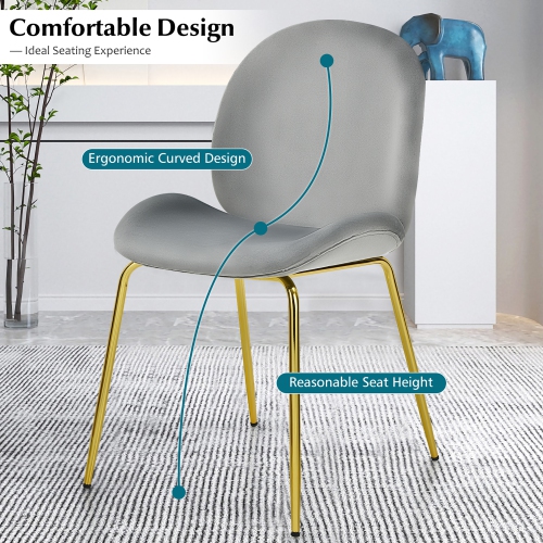 Costway Set of 2 Velvet Dining Chair Accent Chair Side Chair w/Gold Metal Legs