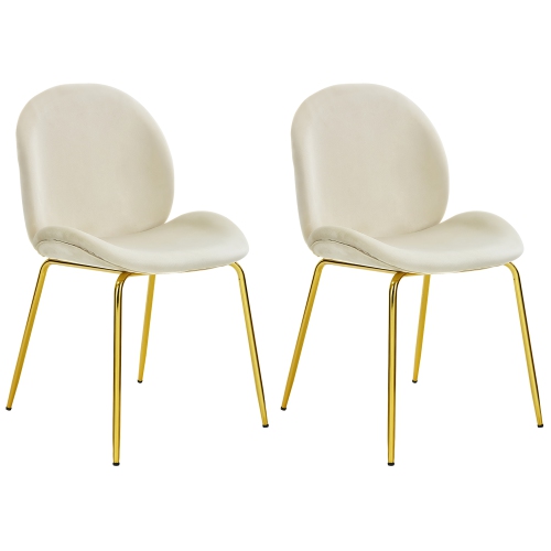 COSTWAY  Set Of 2 Velvet Dining Chair Accent Chair Side Chair W/gold Metal Legs