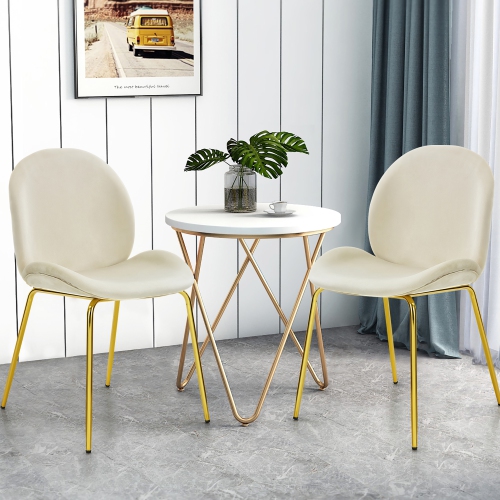 Costway Set of 2 Velvet Dining Chair Accent Chair Side Chair w/Gold Metal Legs