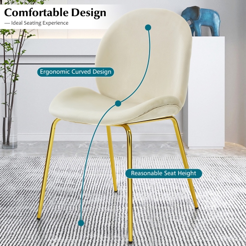 Costway Set of 2 Velvet Dining Chair Accent Chair Side Chair w/Gold Metal Legs