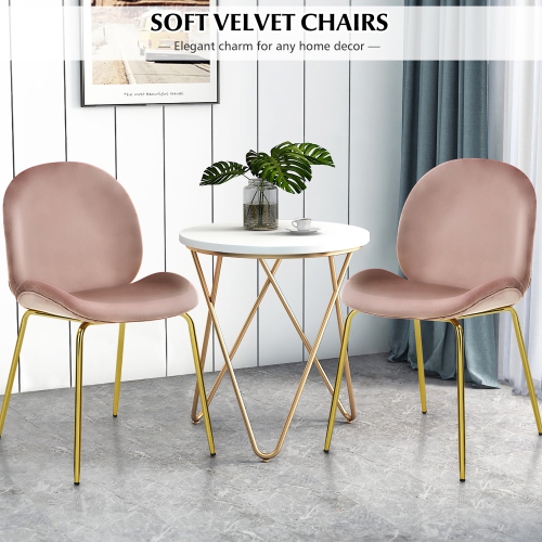 Costway Set of 2 Velvet Dining Chair Accent Chair Side Chair w/Gold Metal Legs