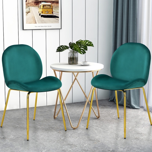 Costway Set of 2 Velvet Dining Chair Accent Chair Side Chair w/Gold Metal Legs