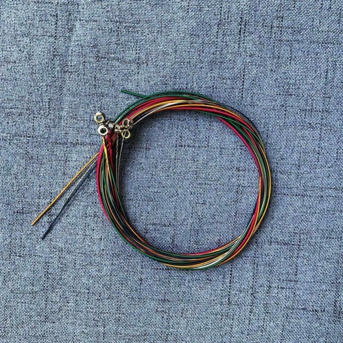 6pcs/set Rainbow Colorful Guitar Strings for Folk Acoustic Guitar Parts