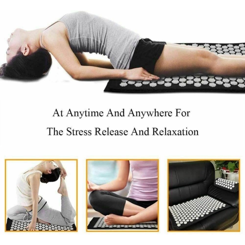 New Yoga Acupressure Massage Mat + Pillow Spiky Pain Stress Soreness Relax Body