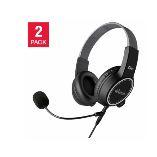 MME  Headset for Kids, Boom Microphone And Volume-Limiting Technology, 2- Pack
