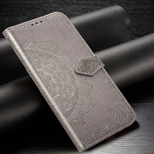MYCASE  Wallet Case for Iphone 12 And 12 Pro Emboss Mandala Flower Pattern Flip Case Pu Leather Magnetic Kickstand Cover \w Card Slots Shockproof
