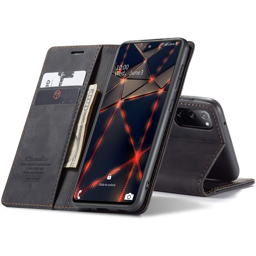 CaseMe Magnetic Stand Flip Protective Cover Leather Flip Cover Purse Style with ID & Credit Card Slots Holder for Samsung Galaxy S20 PLUS -Black