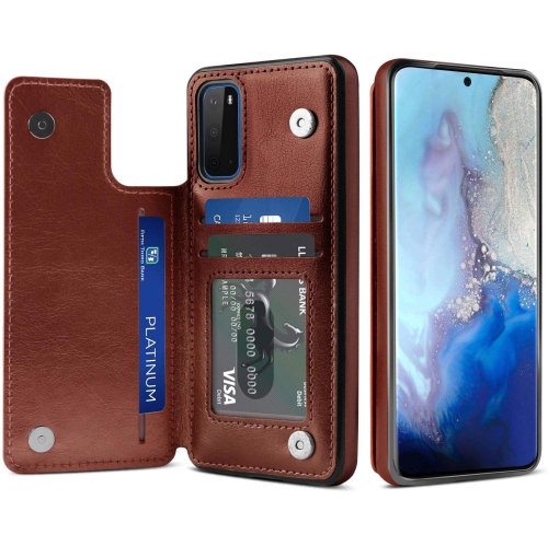 Loris & Case – Étui portefeuille en cuir de haute qualité avec béquille pour carte de protection antichoc pour Galaxy S2o FE de Samsung – Rouge