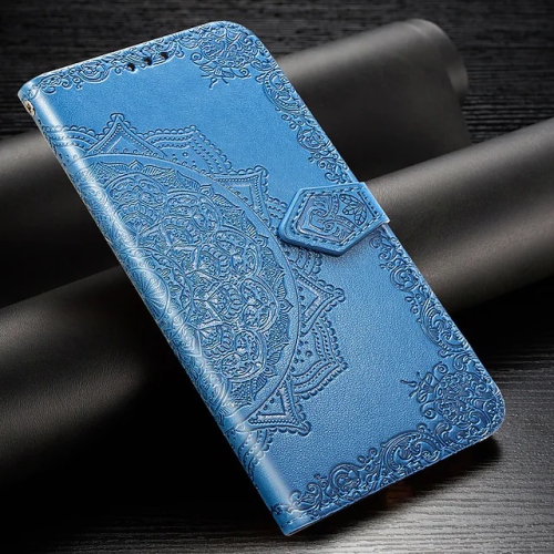 MyCase Wallet Case for iPhone 12 and 12 Pro Emboss Mandala Flower Pattern Flip Case PU Leather Magnetic Kickstand Cover with Card Slots Shockproof