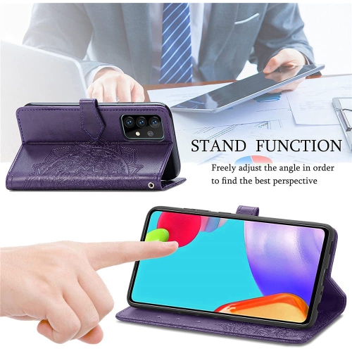 Étui portefeuille pour Samsung Galaxy S21 Motif mandala vert Étui à rabat avec porte-cartes et dragonne Cuir synthétique Magnétique -Violet