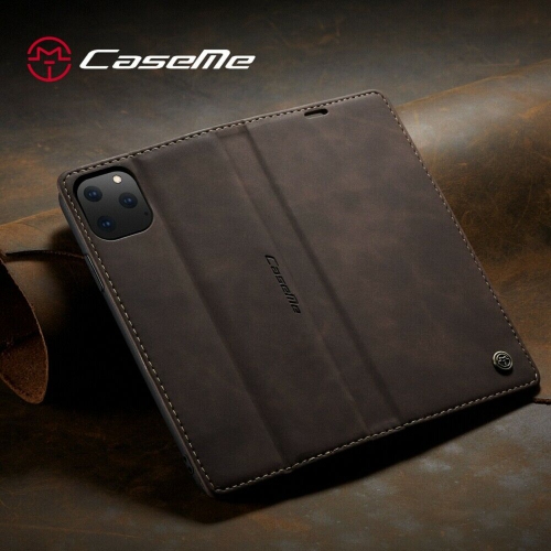 CaseMe Magnetic Stand Flip Protective Cover Leather Flip Cover Purse Style with ID & Credit Card Slots Holder for iPhone 12 and 12 Pro -Coffee