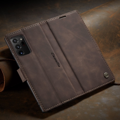 CaseMe Magnetic Stand Flip Protective Cover Leather Flip Cover Purse Style with ID & Credit Card Slots Holder for Samsung Galaxy S20 PLUS -Coffee