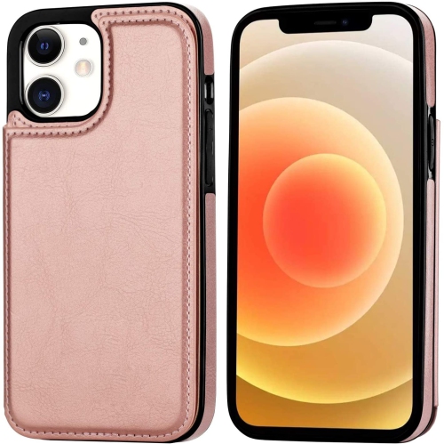 Loris & Case – Étui portefeuille en cuir de haute qualité avec béquille pour carte de protection antichoc pour iPhone 12 et 12 Pro – Rose