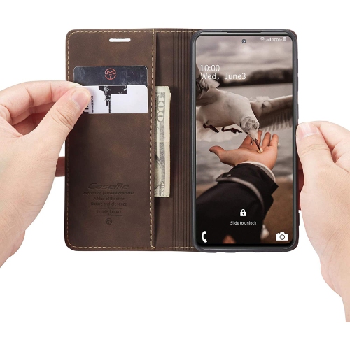 Étui protecteur magnétique à rabat en cuir de CaseMe, style sac à main avec carte d’identité et fentes pour cartes de crédit pour Samsung Galaxy S21