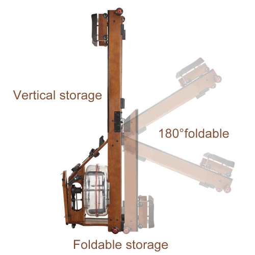 Wooden Rowing Machine - Water Resistant Tank - with Bluetooth Monitor For Home Gym or Office