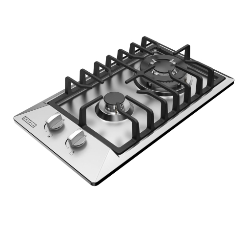 Empava 12 in. Gas Stove Cooktop 2 Italy Sabaf Sealed Burners NG/LPG Convertible in Stainless Steel